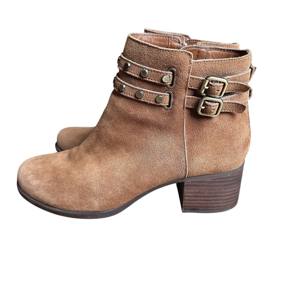 Koolaburra Ugg Boots Women's 9 Brown Suede Leather Studded Straps Ankle Booties‎